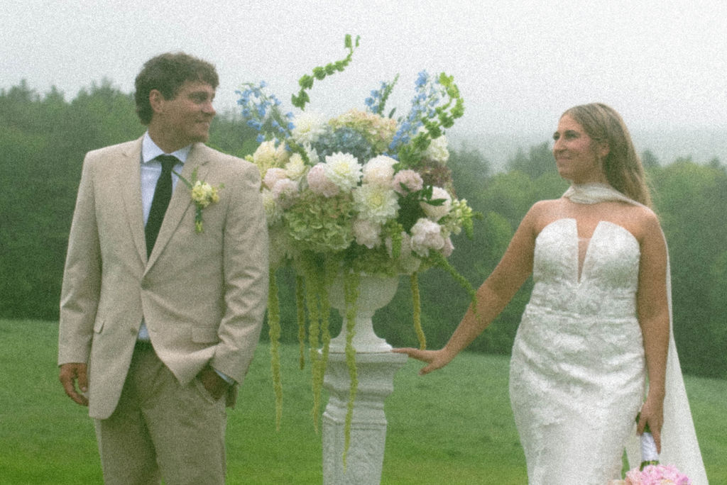 bride & groom in editorial film pose