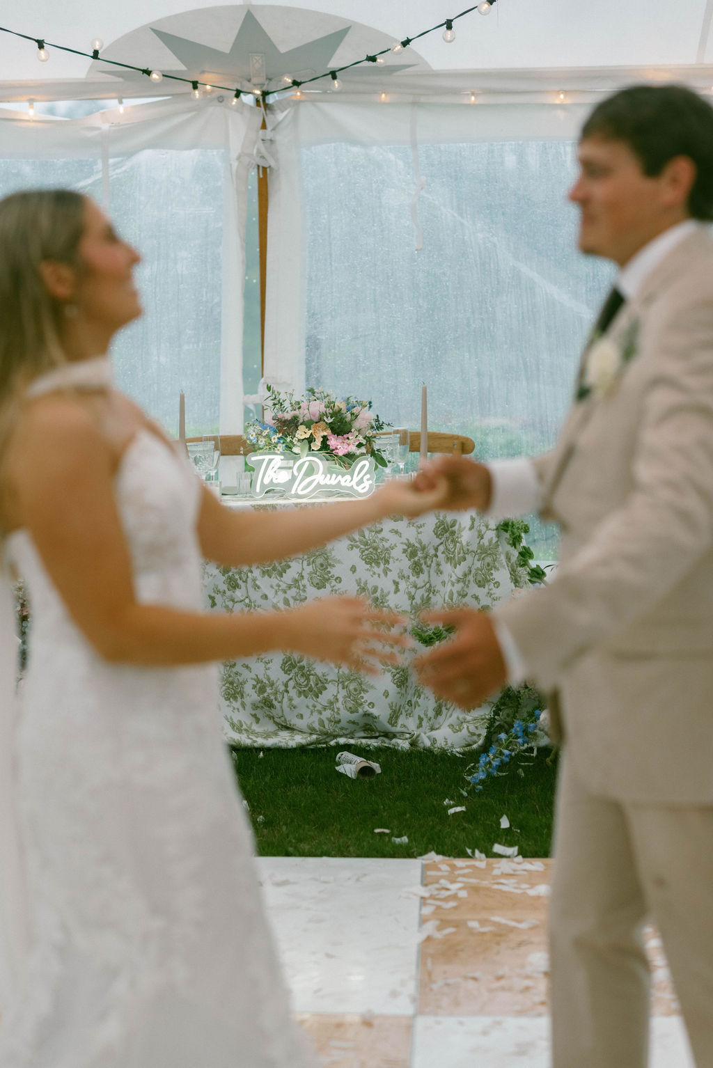 bride & groom during first dance 