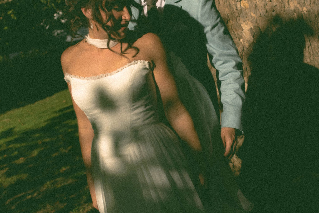 bride & groom portraits at a jane austen inspired intimate backyard wedding