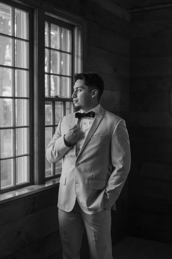 black and white picture of the groom