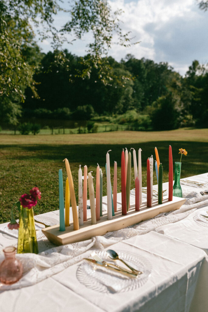 Colorful and Eclectic Backyard Intimate Wedding Day in Georgia Thrifted dress