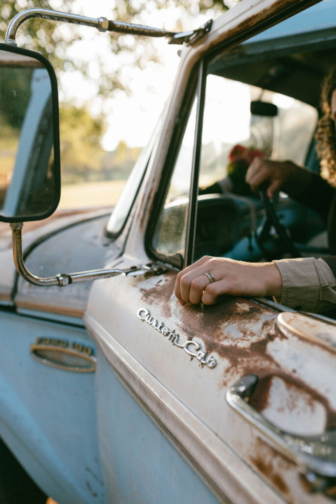 Colorful and Eclectic Backyard Intimate Wedding Day in Georgia Thrifted dress & mary janes