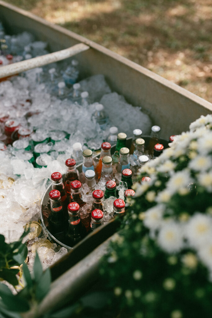canoe filled with ice and drinks