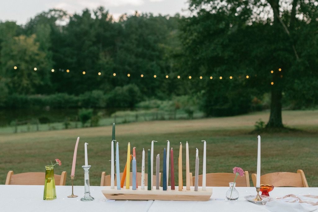 Colorful and Eclectic Backyard Intimate Wedding Day in Georgia Thrifted dress & mary janes