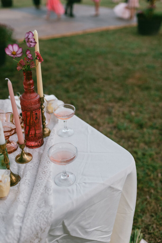 Colorful and Eclectic Backyard Intimate Wedding Day in Georgia Thrifted dress & mary janes