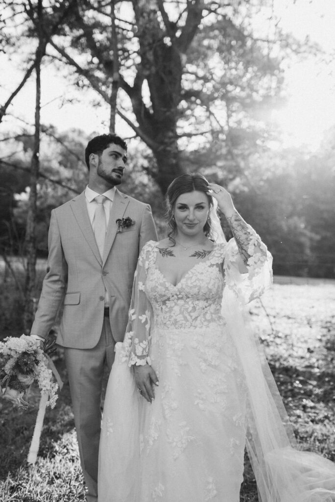 bride and groom at their intimate backyard wedding