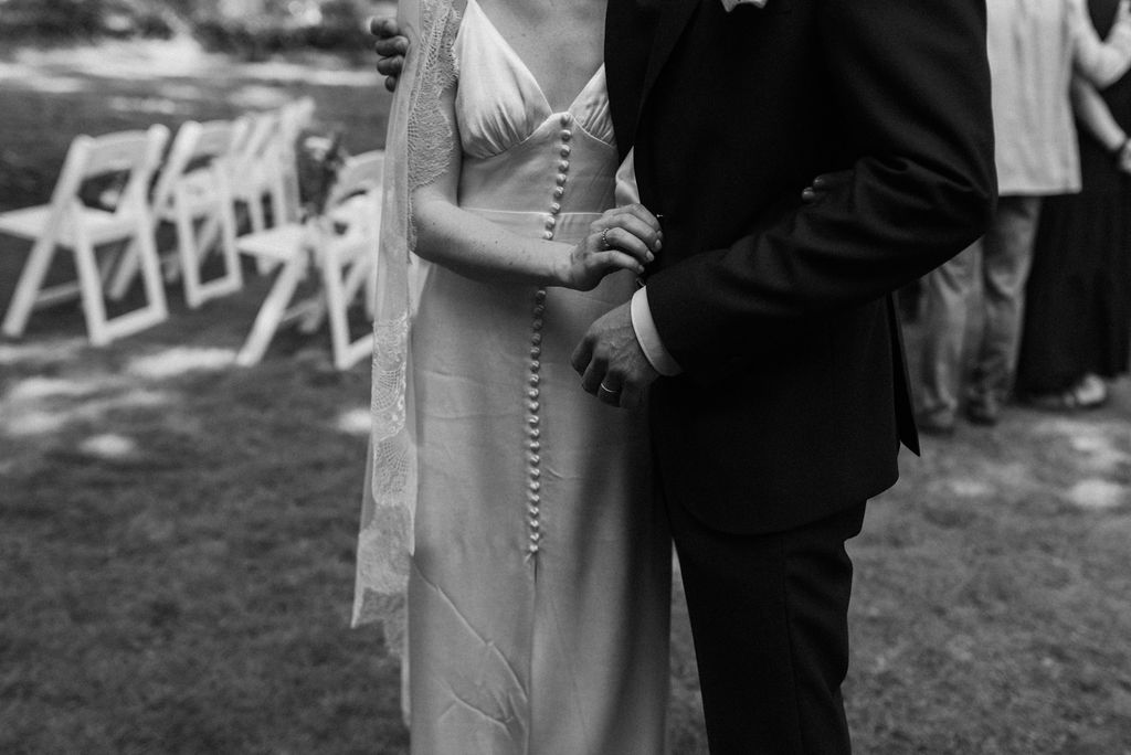 b&w photo of the bride and groom 