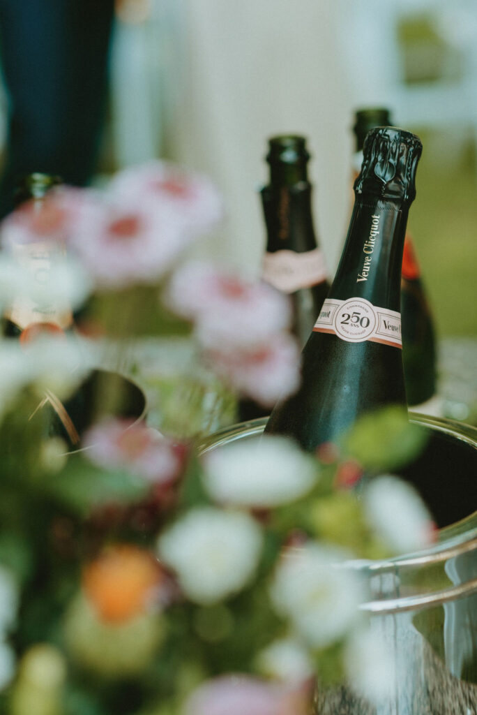 wine at the wedding reception