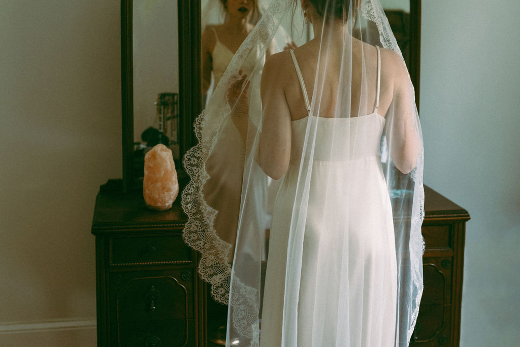 bride with her wedding veil