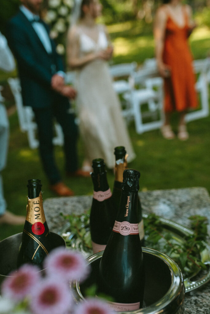 champagne at the wedding italian garden wedding 