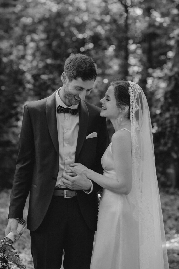 b&w portrait of the bride and groom 