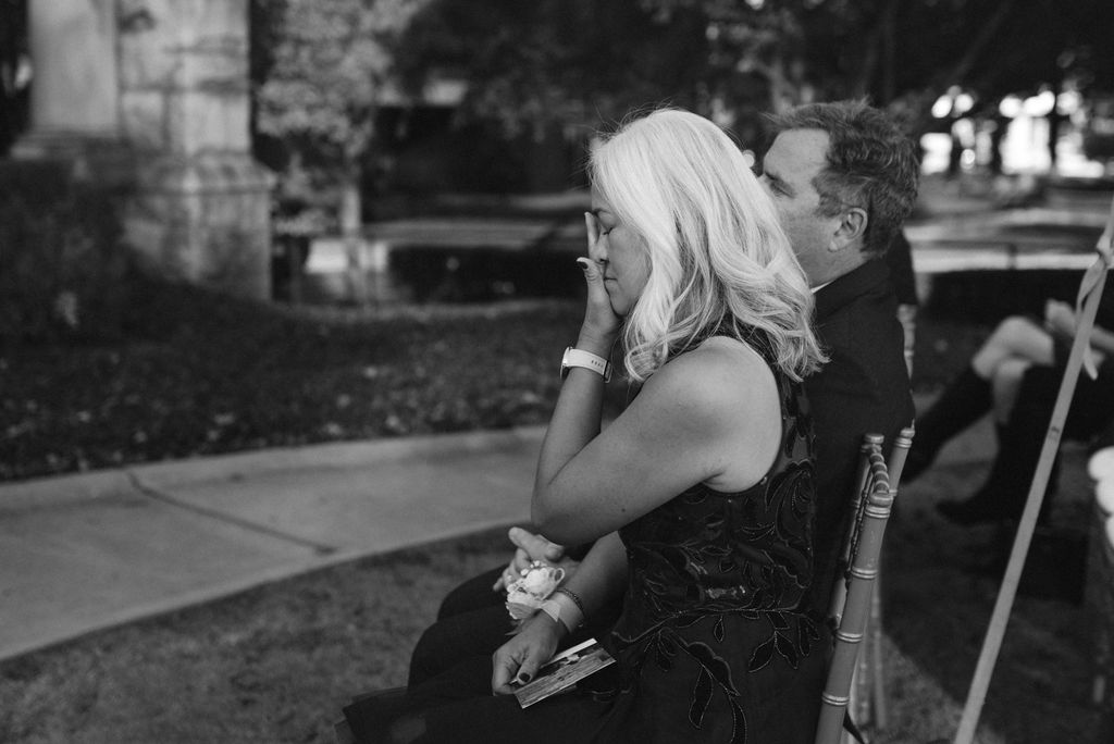 guests emotional at the romantic old hollywood wedding