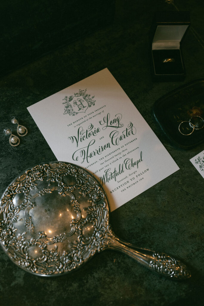 wedding invitation and mirror