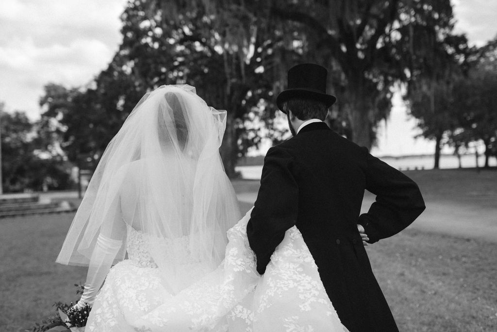 bride and groom portrait at their classy wedding day