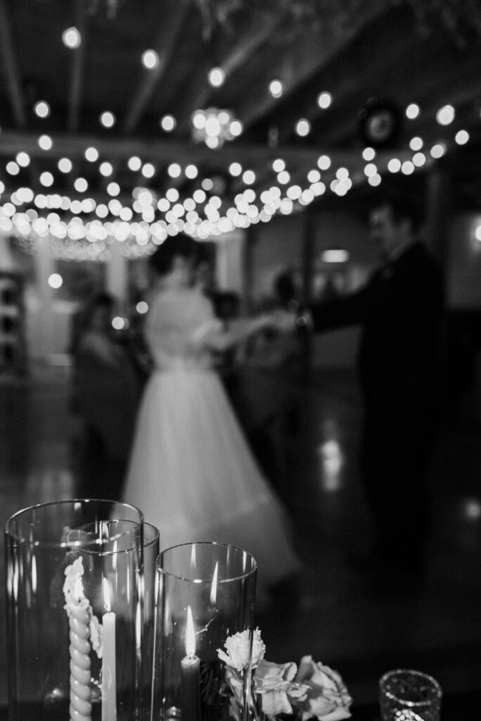 couple dancing at their wedding reception 