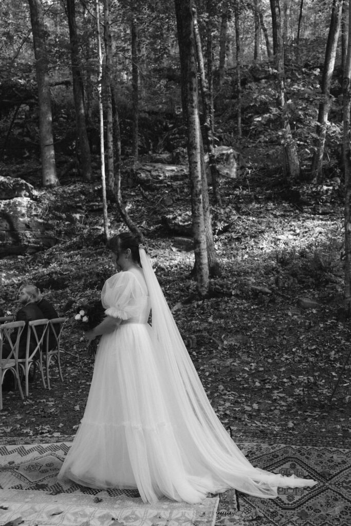 stunning bride heading to the altar for her ethereal wedding day ceremony