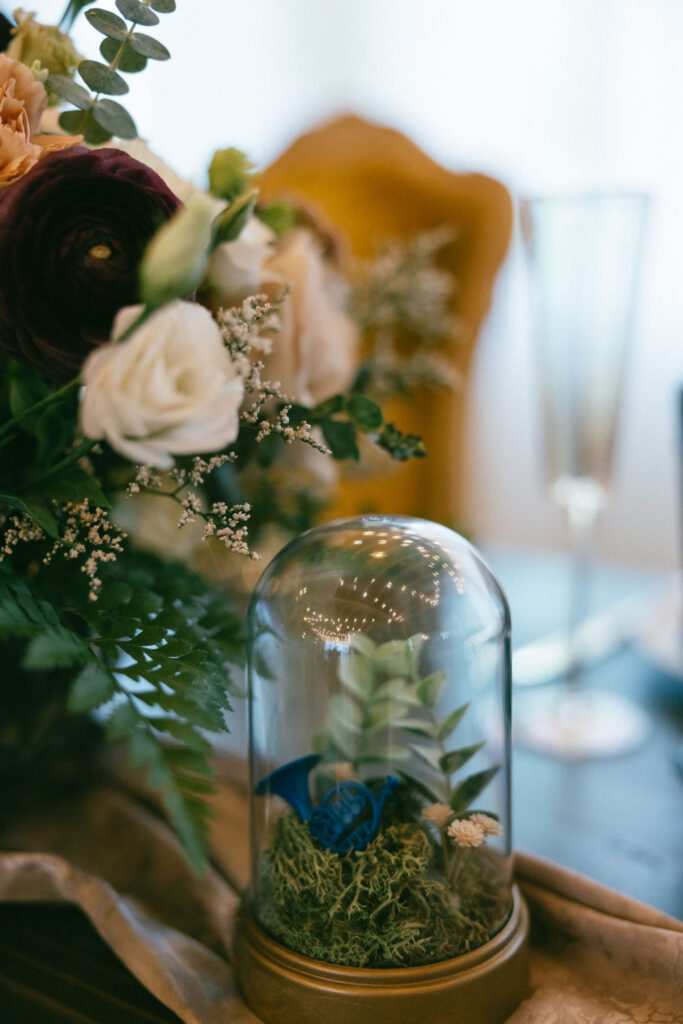 flower arrangements at the wedding reception