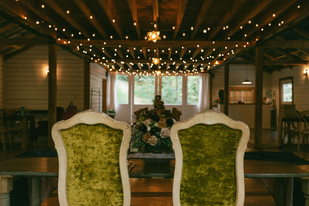 bride and groom reception table