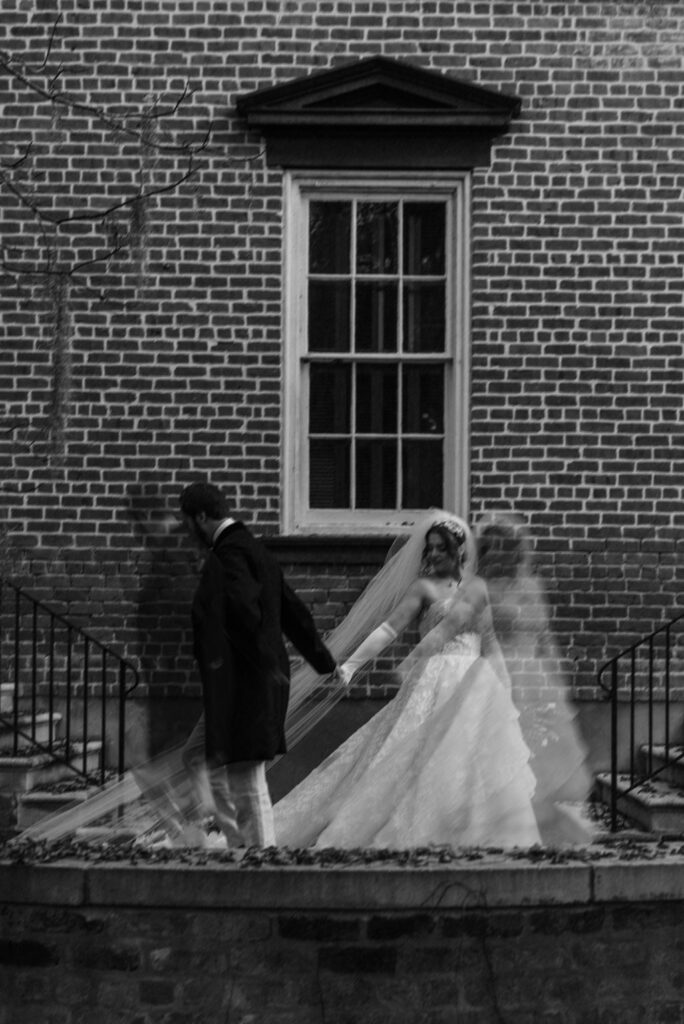 stunning artistic shot of the bride and groom