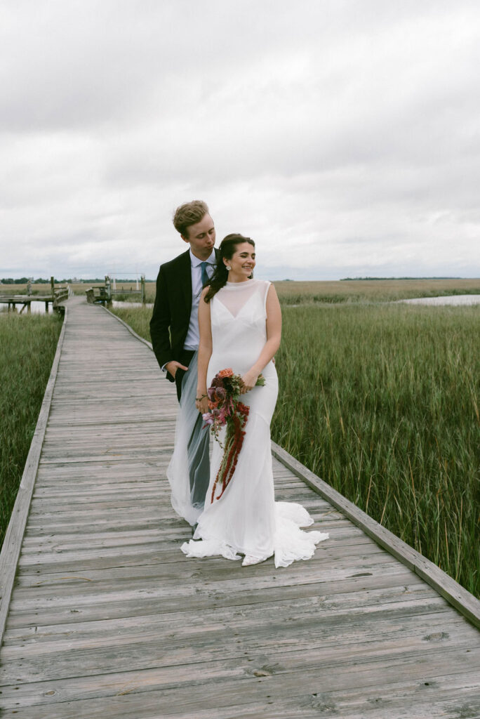 bride & groom at intimate wedding at The Venue on Tybee