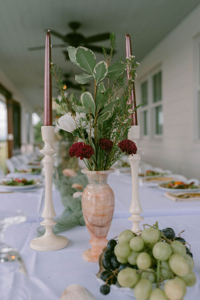 table decor grapes and seas shells nautical sea decor elegant