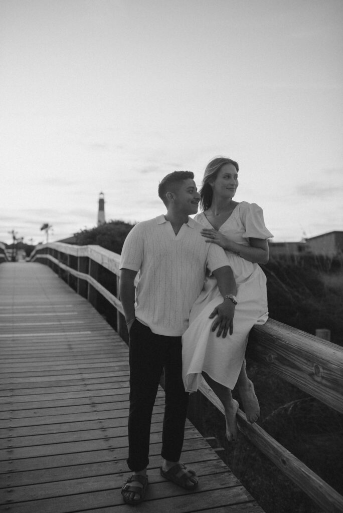 couple at their beach engagement session