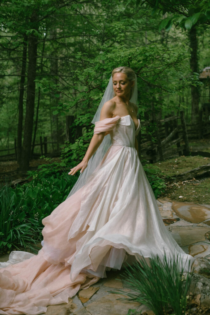 fairytale bride portraits in pink dress