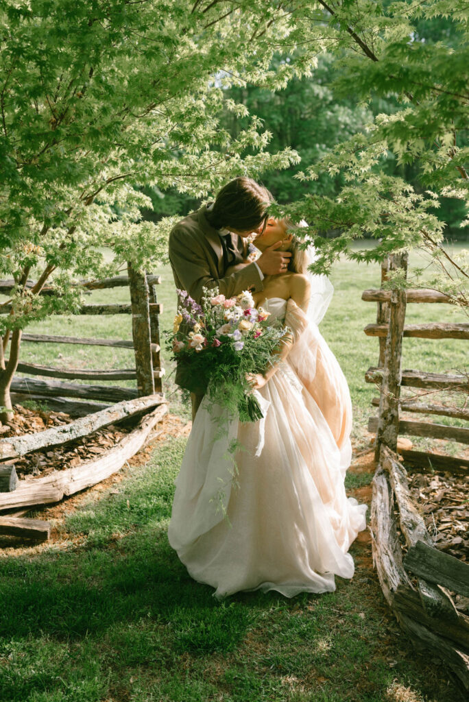 Bride and groom joyous after their wedding ceremony