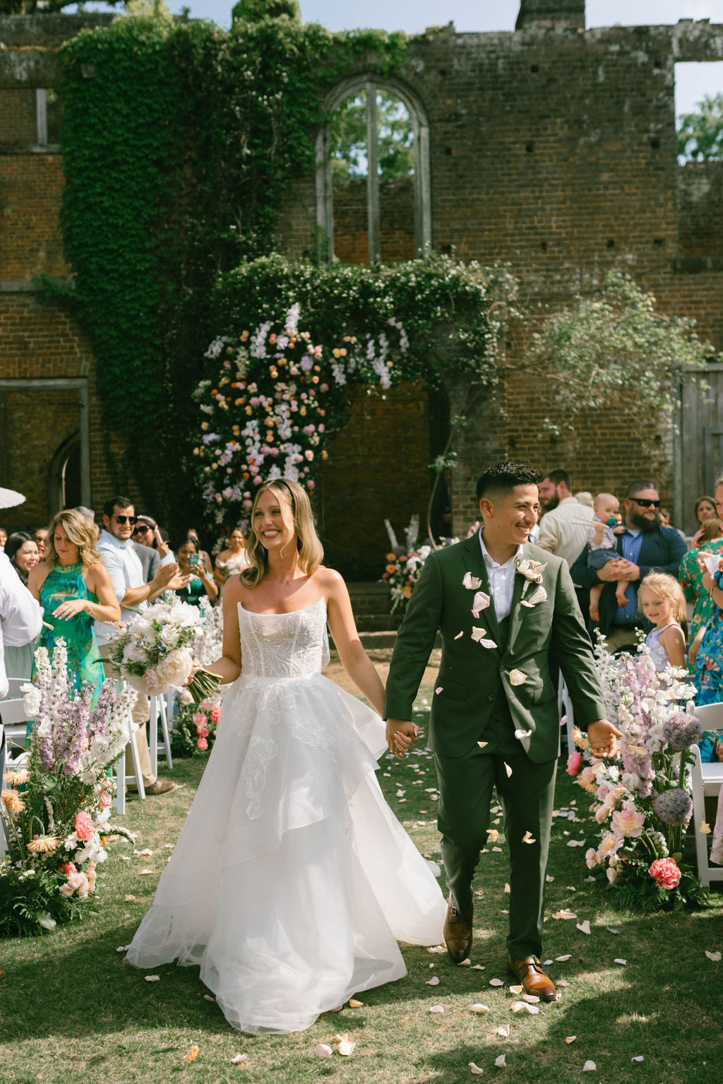 Bride and groom walking down the isle
