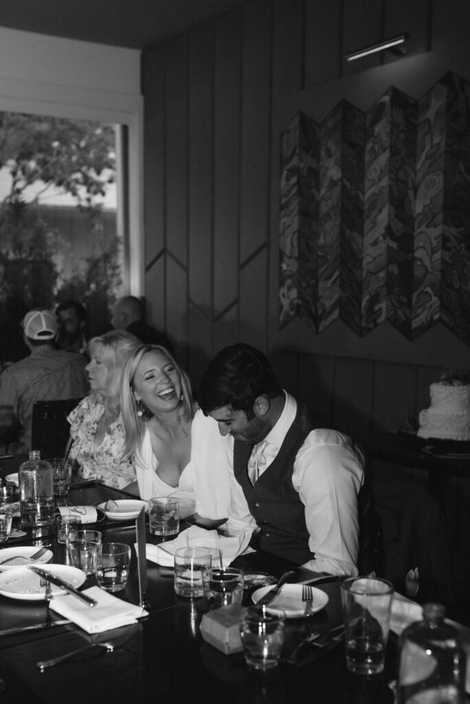 Bride and groom at reception 