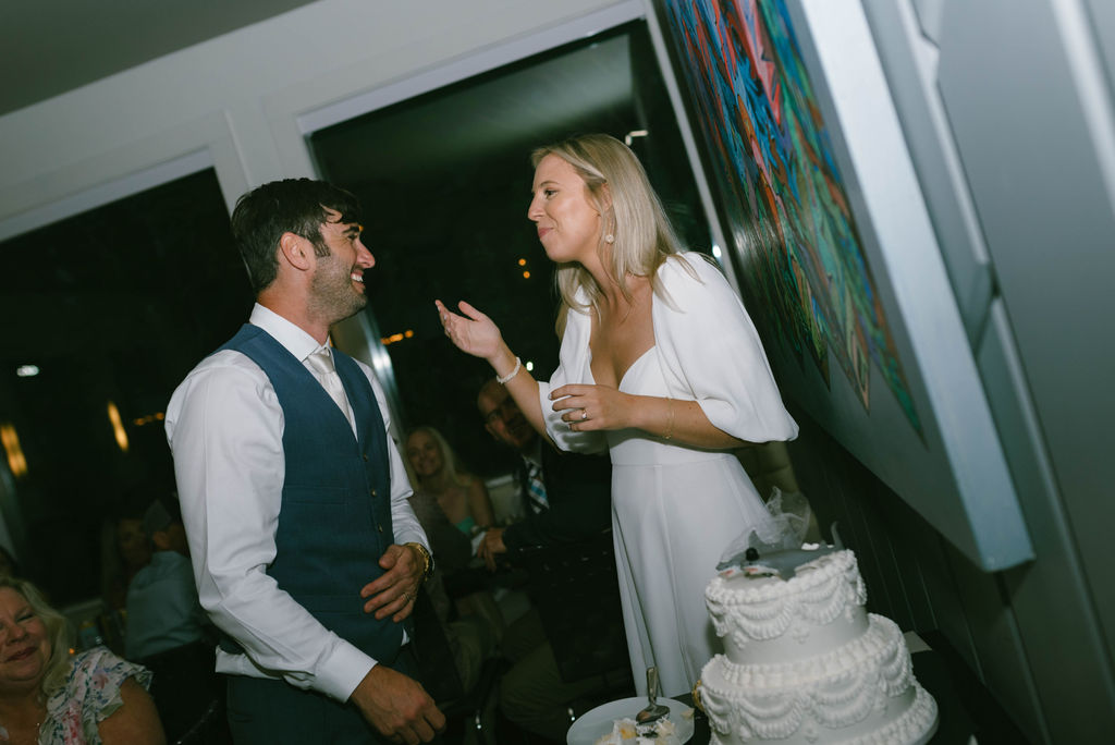 Bride and groom at reception 