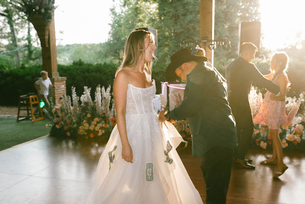 Bride and groom money dance