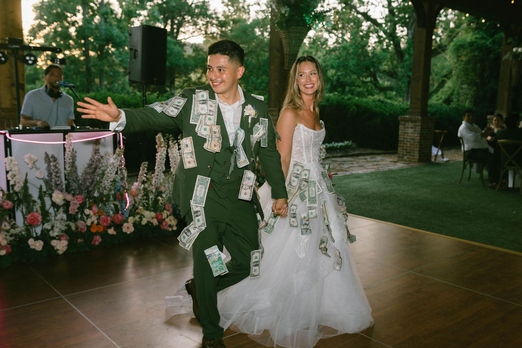 Bride and groom money dance