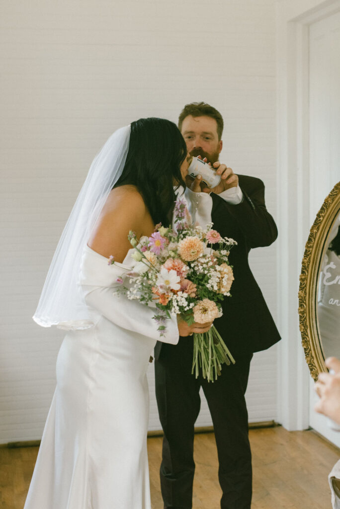 Bride and groom before the reception 