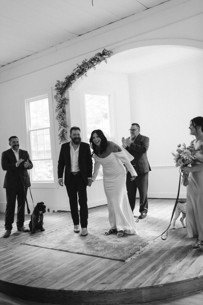 Bride and groom leaving ceremony 