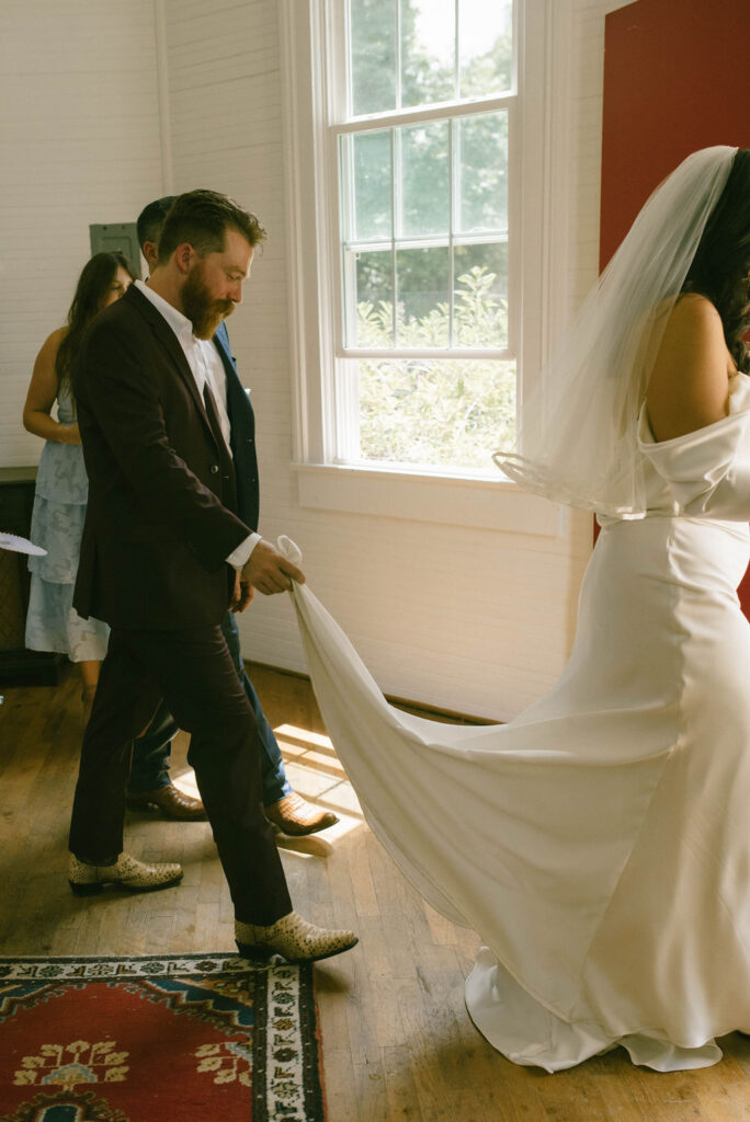 Bride and groom leaving ceremony 