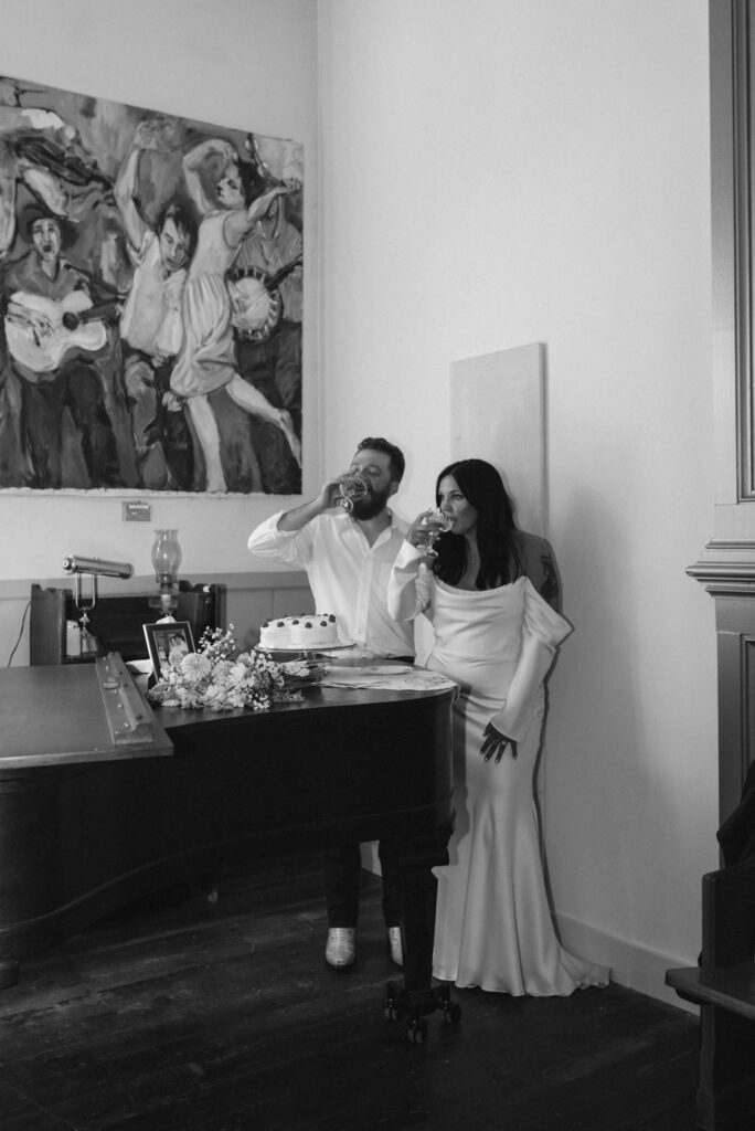 bride and groom at reception