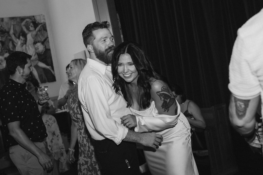 bride and groom at reception