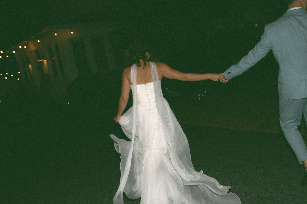 reception exit at a jane austen inspired backyard wedding