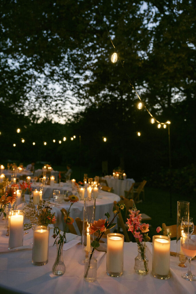 intimate backyard wedding reception details
