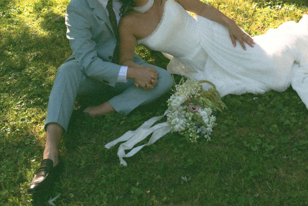 bride & groom portraits at a jane austen inspired intimate backyard wedding