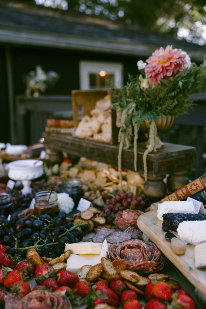 reception details at a jane austen inspired intimate backyard wedding