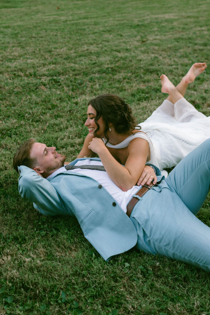 bride & groom portraits at a jane austen inspired intimate backyard wedding