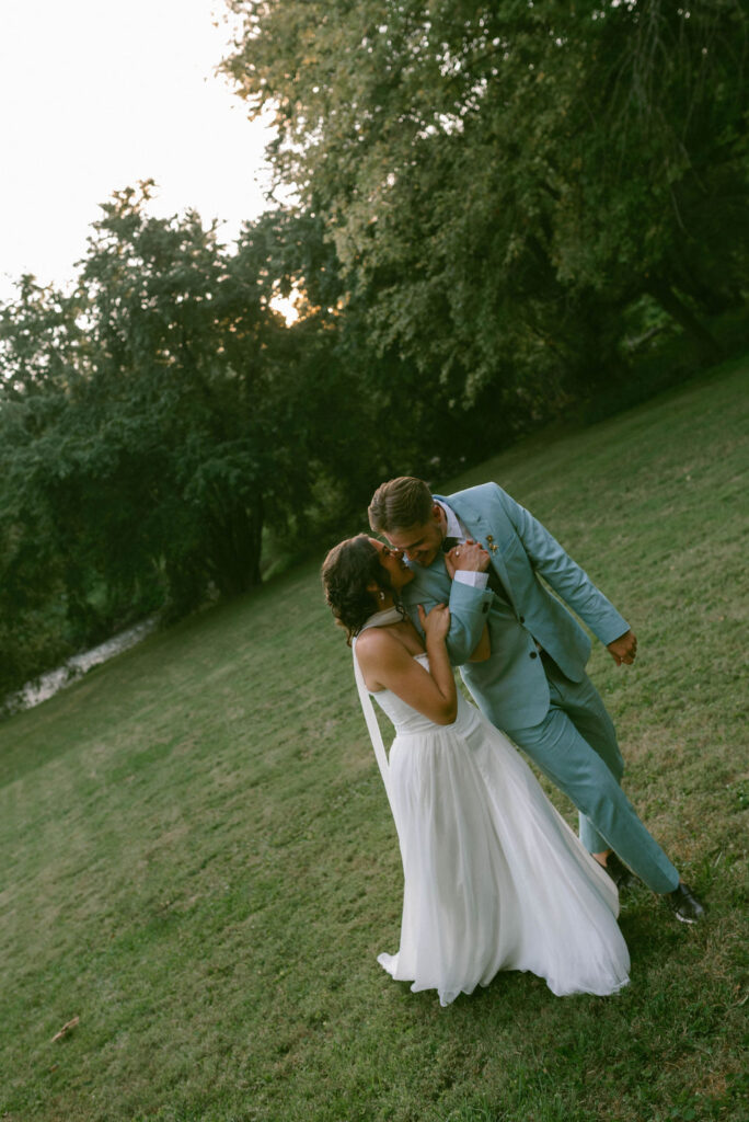 bride & groom portraits at a jane austen inspired intimate backyard wedding