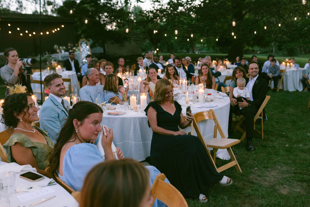 intimate backyard wedding reception details