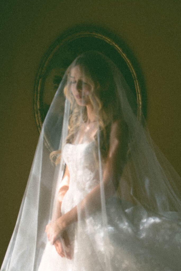 bride at romantic Connecticut garden wedding Fountain Inn