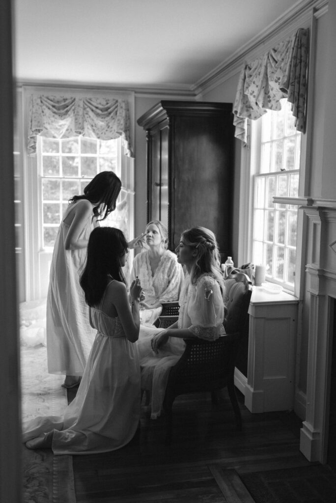 A Romantic Connecticut garden wedding Bride & Bridesmaids Getting ready