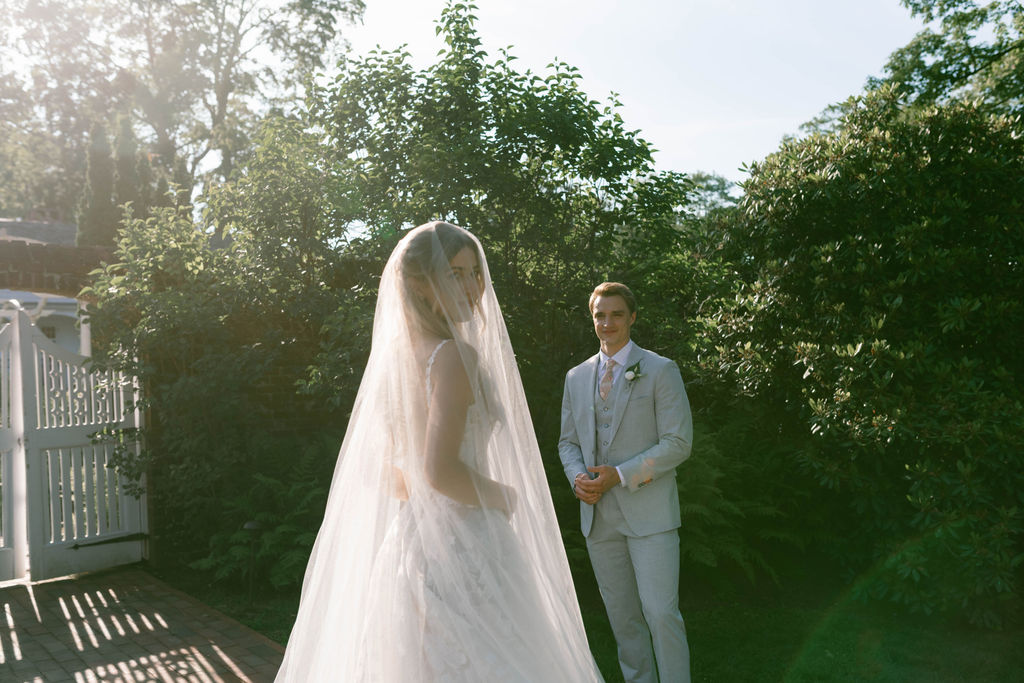 bride & groom romantic Connecticut garden wedding