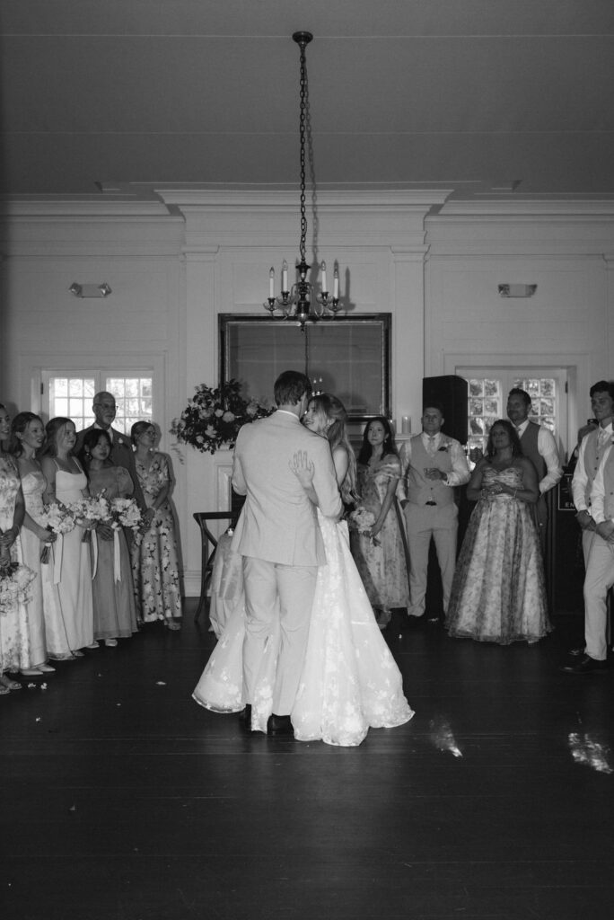 A Romantic Connecticut garden wedding Keeler Tavern Museum bride and groom dance