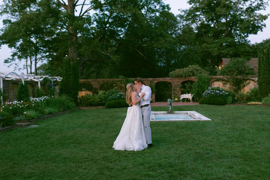 A Romantic Connecticut garden wedding Keeler Tavern Museum dancing in the garden